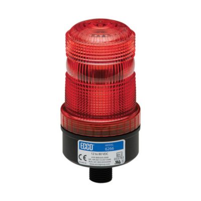 Red ECCO LED industrial beacon, 6267 Series, with 1/2 bolt mount for low intensity applications.