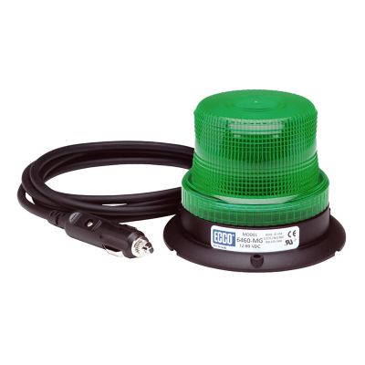 Green ECCO 6465 Series LED beacon with magnetic mount and attached cable, designed for visibility and safety.