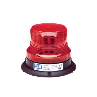 Red ECCO 6465R LED Beacon with 3-bolt flange mount, part of the 6465 Series, Class III for enhanced visibility.