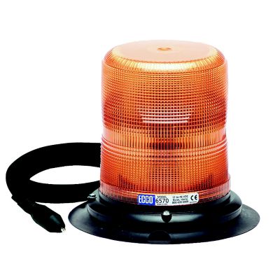 Amber ECCO 6570AVM strobe beacon with medium profile and magnetic mount on a black base, ideal for safety signaling.