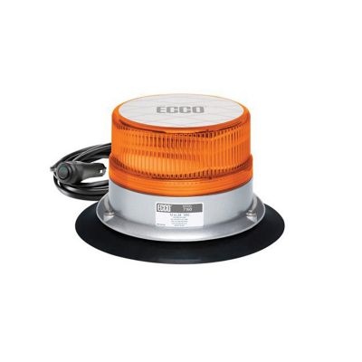 LED beacon with orange lens and vacuum magnet base, featuring 7160 Series design, connected by cable for vehicle safety.