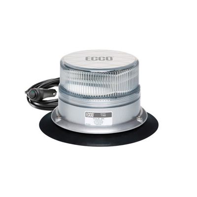 ECCO 7160 Series Class I LED beacon with clear and amber lens, featuring a vacuum magnetic base and coiled power cable.