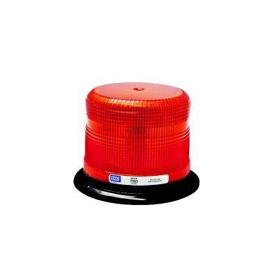 Red ECCO 7965 Series LED beacon with ribbed cover on black base, Class I traditional design.