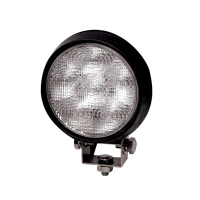 Round rubber ECCO E92013 light with 6 LED bulbs, features a flood beam and durable mounting bracket.