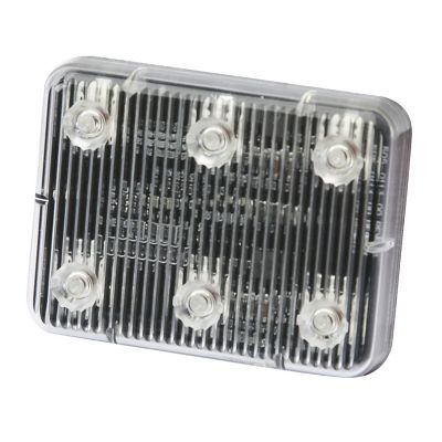 Rectangle amber LED light with six prominently placed LEDs and a sleek, self-adhesive back design.