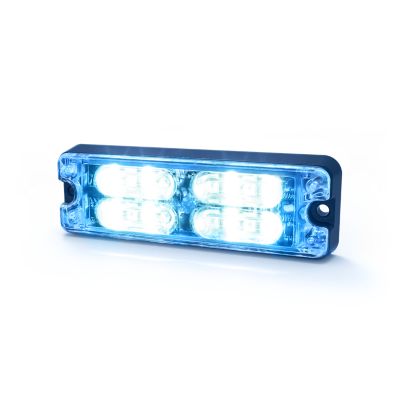 Blue ECCO ED3511B LED directional light with 12 bright LEDs, featuring surface mount and multiple flash patterns.