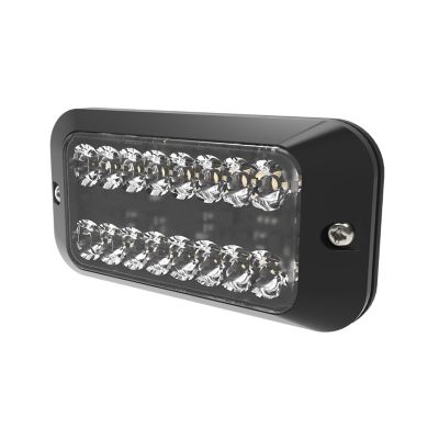 ECCO ED3789AC LED directional light, amber/white, surface mount, 70 flash modes, suitable for 12/24V, Class I efficiency.
