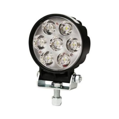 Round ECCO EW2110 LED floodlight with 7 LEDs, versatile mount, and durable design for diverse voltage applications.