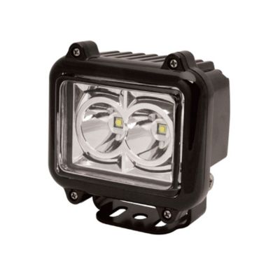 Compact LED spotlight with dual circular lenses and robust black casing, ideal for enhanced illumination and durability.