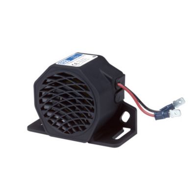 Black ECCO FH577 forward horn with wiring and mounting brackets, designed for optimal sound output in vehicles.