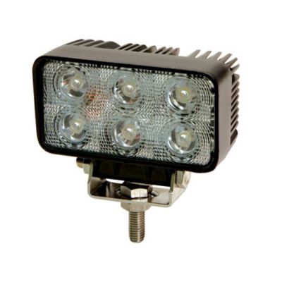 Rectangular ECCO EW2411 LED light with flood beam and six LEDs, delivering bright illumination at 1000 raw lumens.