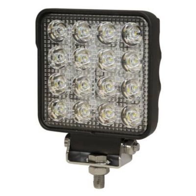 Square 16 LED flood beam light with robust mounting bracket, ideal for high-lumen illumination and durability.