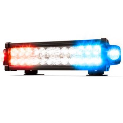 LED warning light bar with red and blue lights, featuring versatile lighting for safety and emergency vehicles.