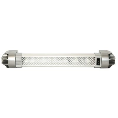 LED interior light by ECCO with a cylindrical design and flood illumination, showcasing a textured casing and an on/off switch.