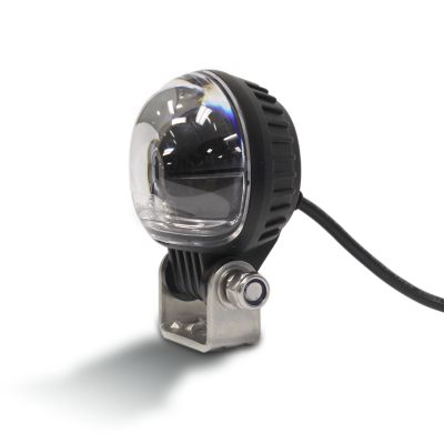 LED safety worklamp ECCO EW2030R with red pedestrian boundary line, black housing, and mounting bracket.