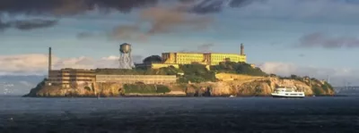 view of alcatraz island from the water