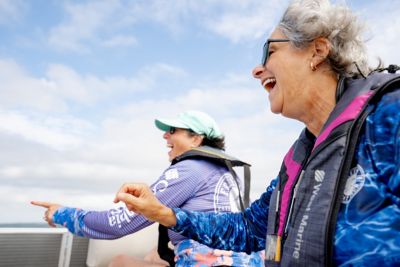 Women On Pontoon Smiling