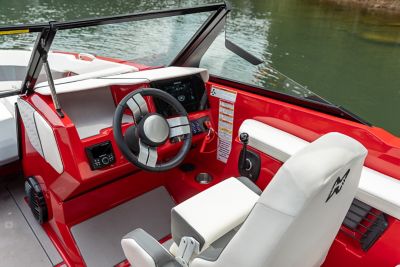  Helm with seat booster up on the H20 wake boat