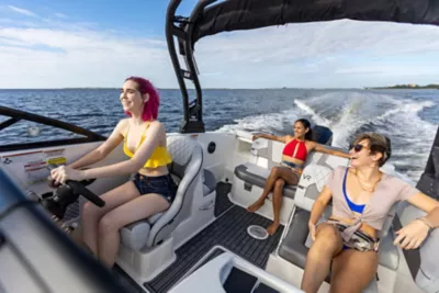 3 Woman Sitting on Bayliner, Three Women in Boat, 