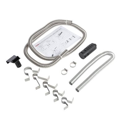 Whale FK0720C flue kit with brackets, flexible hoses, clamps, and installation guide for underfloor heat air systems.