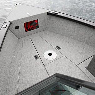 Fisherman Bow Deck Storage Compartments Closed (Shown with Full Vinyl Option)