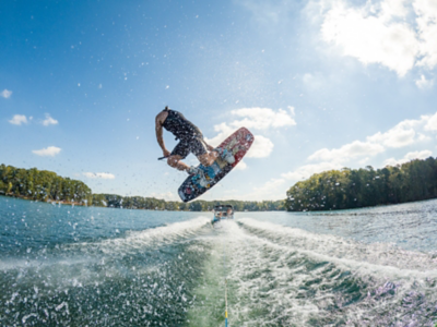 Wakeboarder Doing a Surface 180