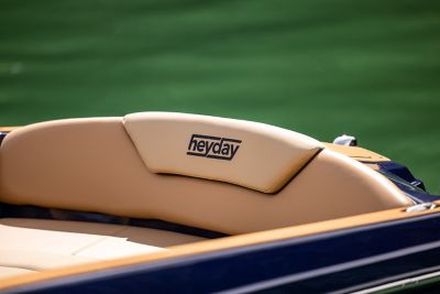  Heyday logo in seat of a WT-2DC wake boat