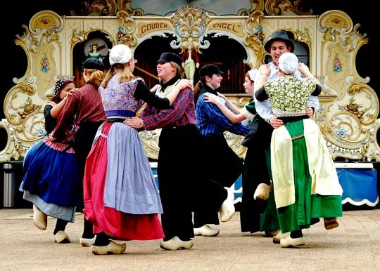 performers dancing at dutch village in holland