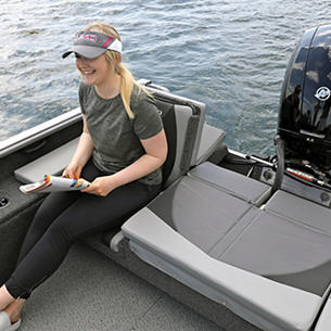 Impact XS Aft Jump Seat shown with Optional Aft Deck Sun Pad