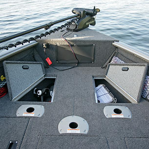 Impact XS Bow Deck Storage Compartments Open