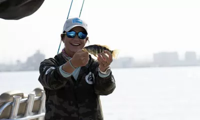 woman caught a fish in st. agustine