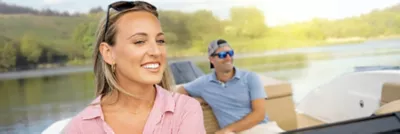 smiling couple on the lake