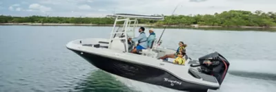 family on a boat in tarpon landing