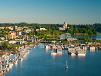 aerial view of marina at olympia