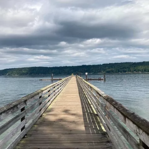 pier on the water of illahee state park