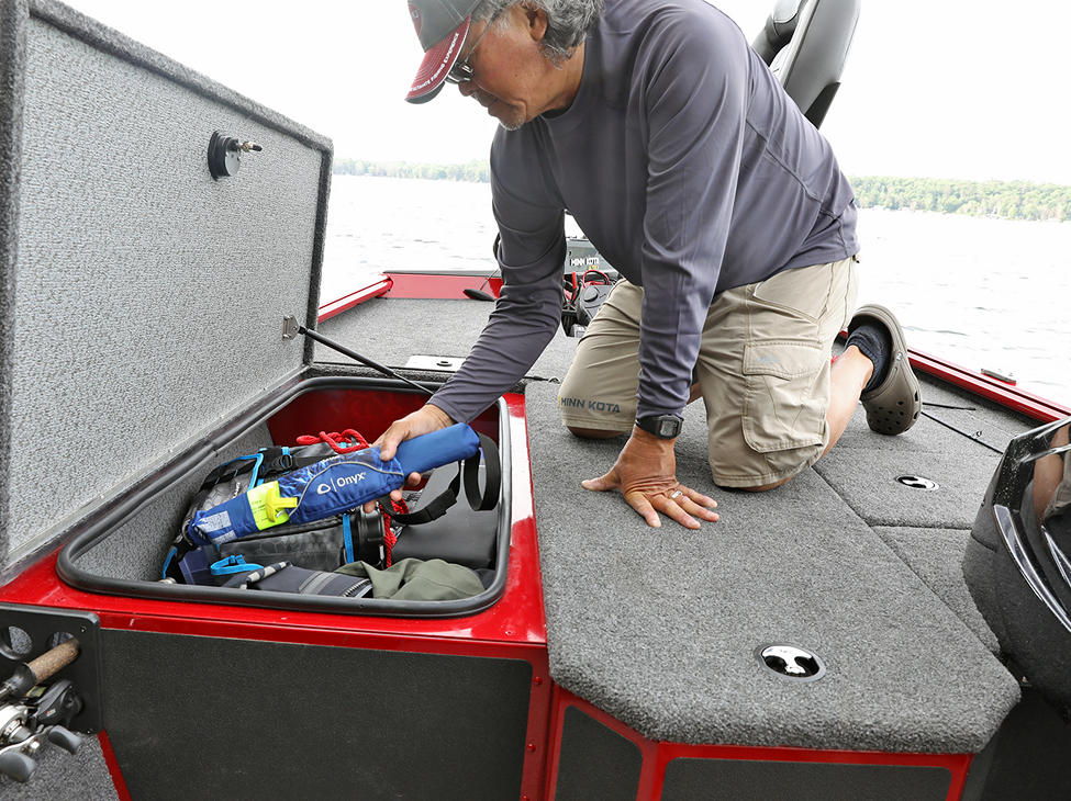 Renegade Bow Deck Port Storage Compartment Open