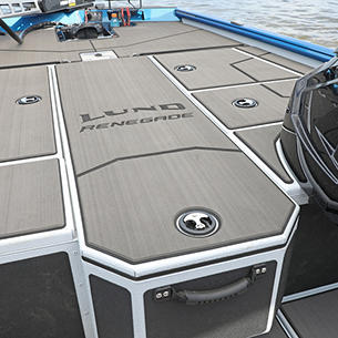 Renegade Center Rod Storage Compartment Closed shown with Optional Stick-On Marine Mat