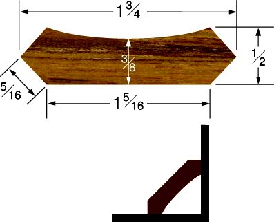 TEAK CORNER WIRE MOLDING 5 PMG