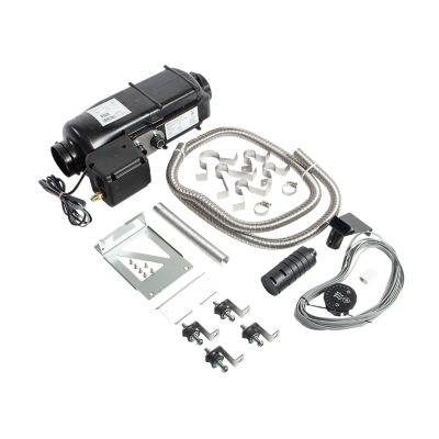 Whale SETSL15611A underfloor heating kit with gas heater, bracket, ducts, and control components displayed on a white background.