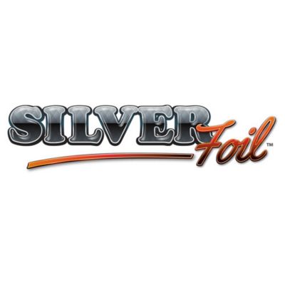 Silver Foil logo with shiny metallic letters and a sleek, underlined design. Perfect for kitchen and food storage solutions.