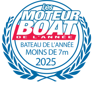 Logo on exterior of C21 Cuddy Outboard overnight boat