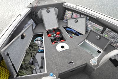 Tyee Bow Deck Compartments Open