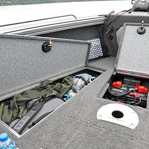 Tyee Bow Deck Port Storage Compartments Open