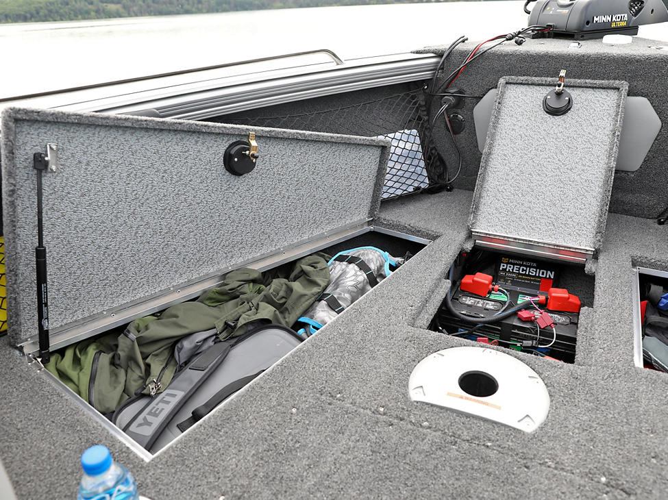 Tyee Bow Deck Port Storage Compartments Open