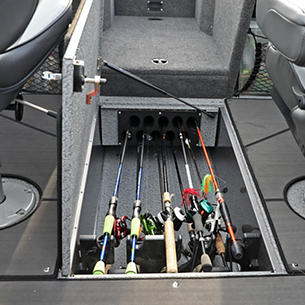 Tyee In-Floor Rod Storage Compartment Open (Shown with Optional Marine Mat)