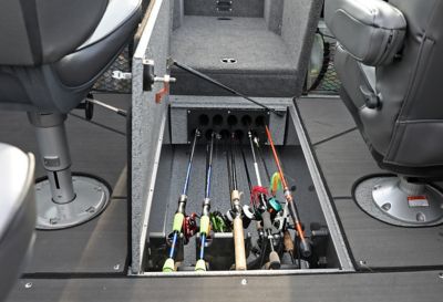 Tyee In-Floor Rod Storage Compartment Open (Shown with Optional Marine Mat)