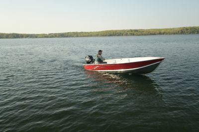 Lund® WC 16 Foot Riveted Aluminum Tiller Boat for Camp and Fish