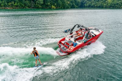 Wakeboarder Flipping Behind Heyday Wake Boat