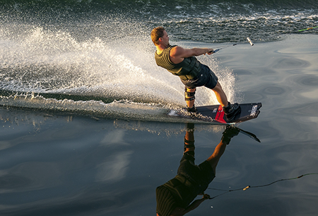 Wakeboarder Carving a Solid Turn