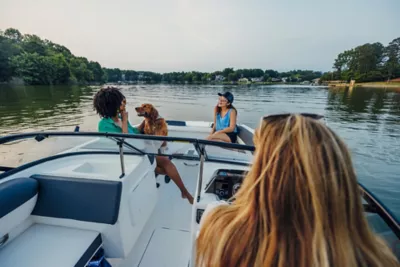 friends cruising in a D20i deck boat